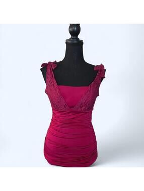 Vintage Y2K XOXO red lace cami fairycore coquette glam top Size Small